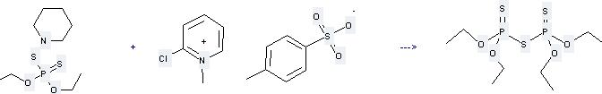 6-Chloro-1-methyl-pyridine can react with Piperidinium O,O'-diethylphosphorodithioate to get 1,2-Trithio-diphosphoric acid tetra-O-ethyl ester